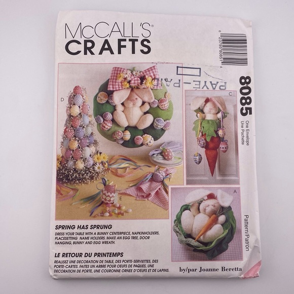 🪡 McCall's Easter Bunny Table Decor Craft Sewing Pattern 8085 - Picture 6 of 6